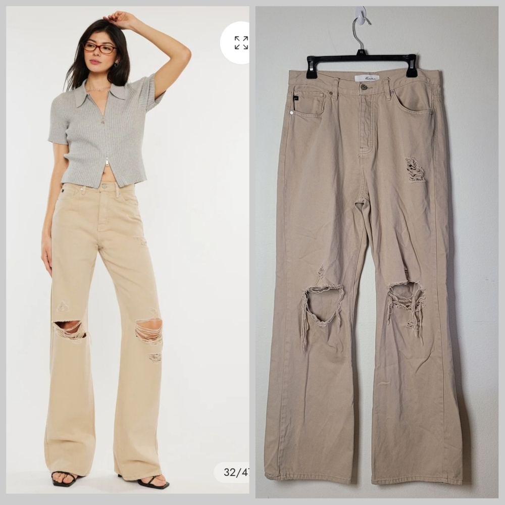 Kancan Montana Ultra High Rise 90s Flare Wide Leg Distressed Jeans